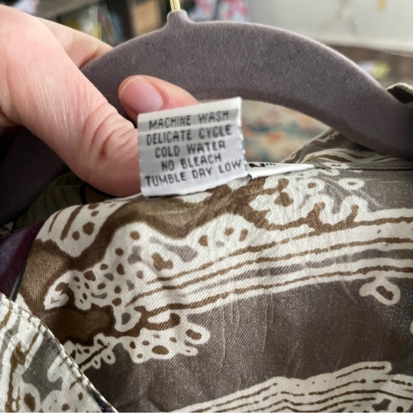 Citron Santa Monica Blouse Women's XL 100% Silk Button Dwon Mardarin Butterfly - Picture 7 of 7